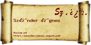 Szünder Ágnes névjegykártya